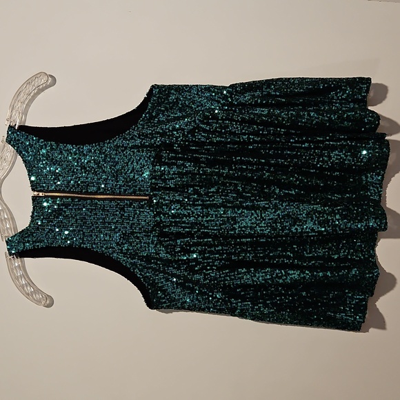 POL green sequin sleeveless Baby Doll tank top smock Small - Picture 4 of 9